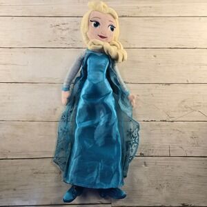 Disney Collection Frozen Elsa Plush Doll 18 Inch Blue Satin Dress Snowflake Cape